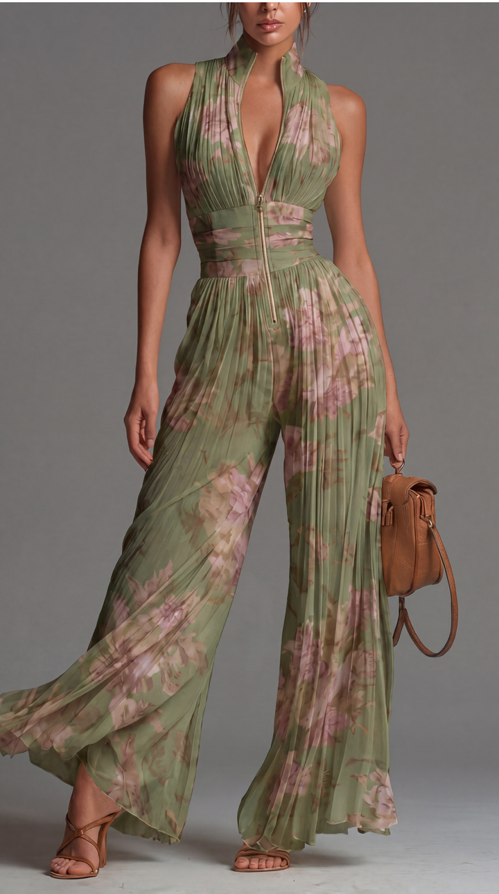 Zia | Floral Pleated Jumpsuit