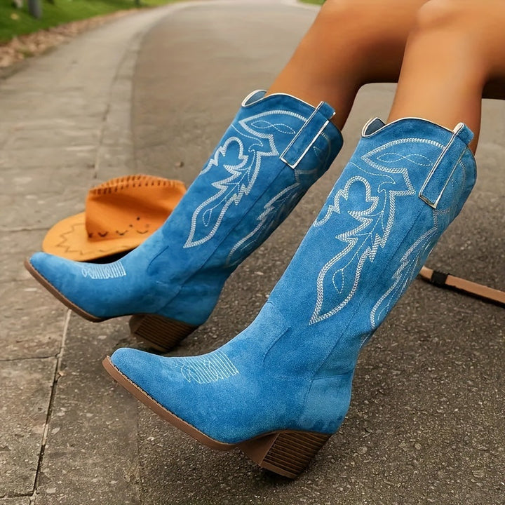Janelle | Embroidered Knee-High Cowboy Boots