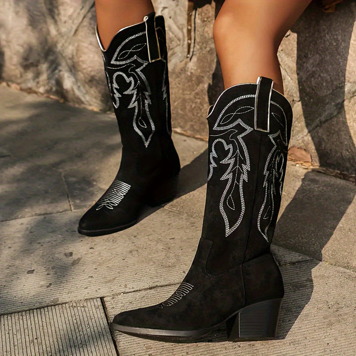 Janelle | Embroidered Knee-High Cowboy Boots
