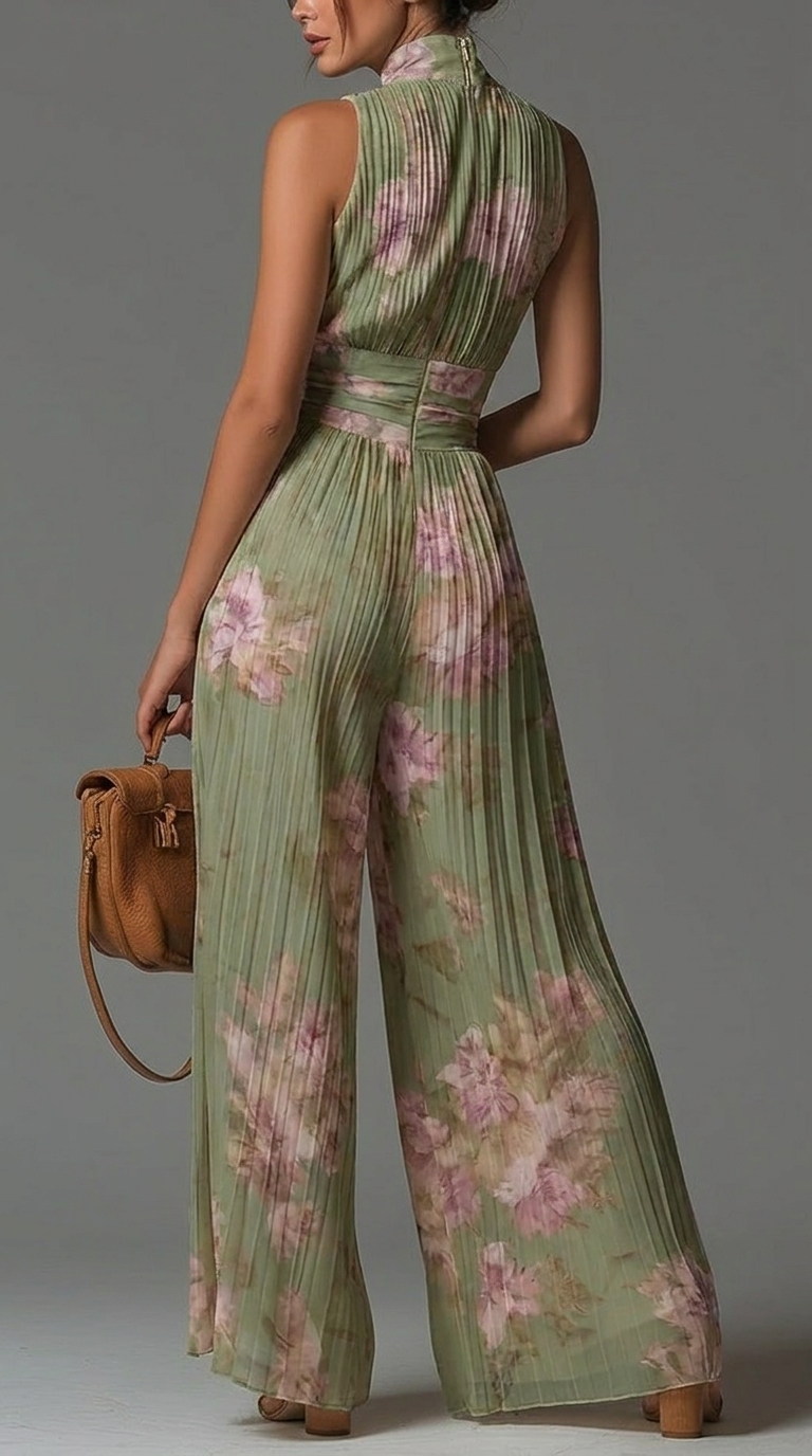 Zia | Floral Pleated Jumpsuit