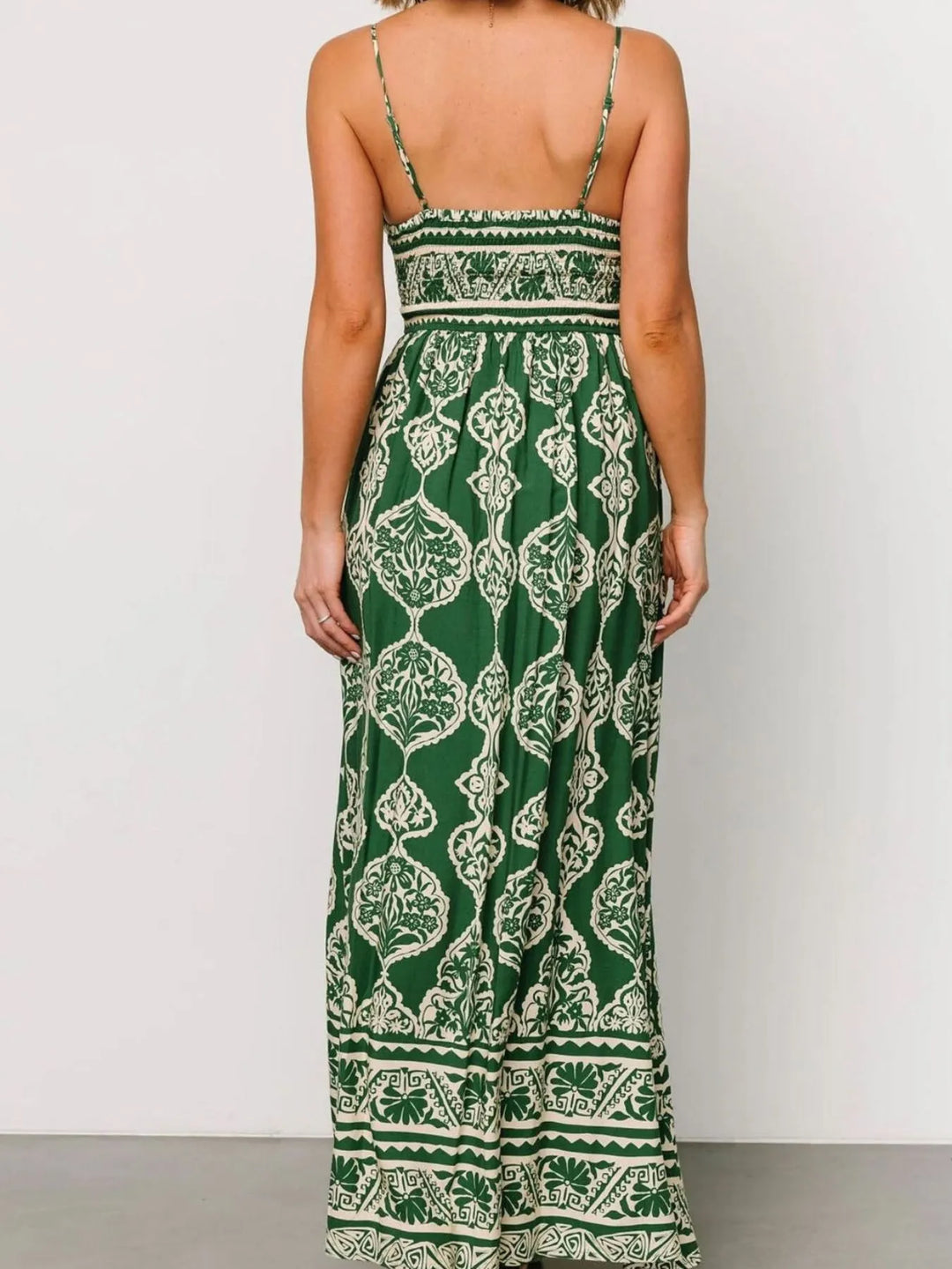 Printed V-Neck Maxi Cami Dress - Flowy Summer Dress for Women