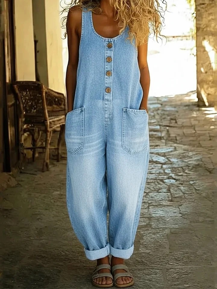 Saylor™ | Vintage Washed Cotton Denim Overalls