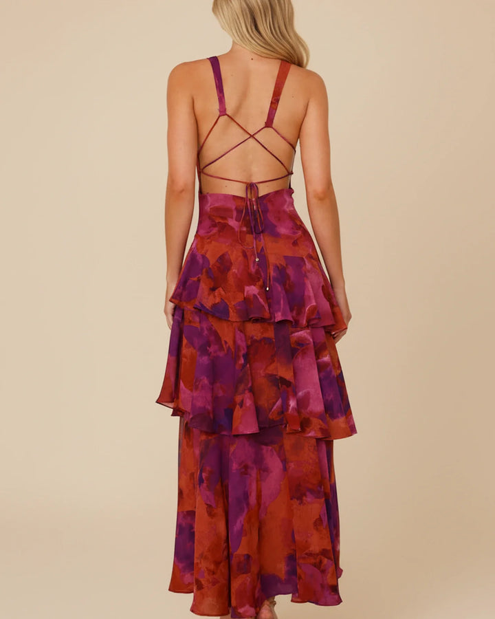 Women's Floral Sleeveless Tiered Maxi Dress