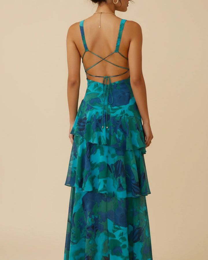 Women's Floral Sleeveless Tiered Maxi Dress